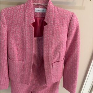 Calvin Klein Pink Textured Cropped Blazer